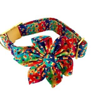ARING PET Dog Collar Popsicles Rainbow Flower Boy Or Girl Size Large